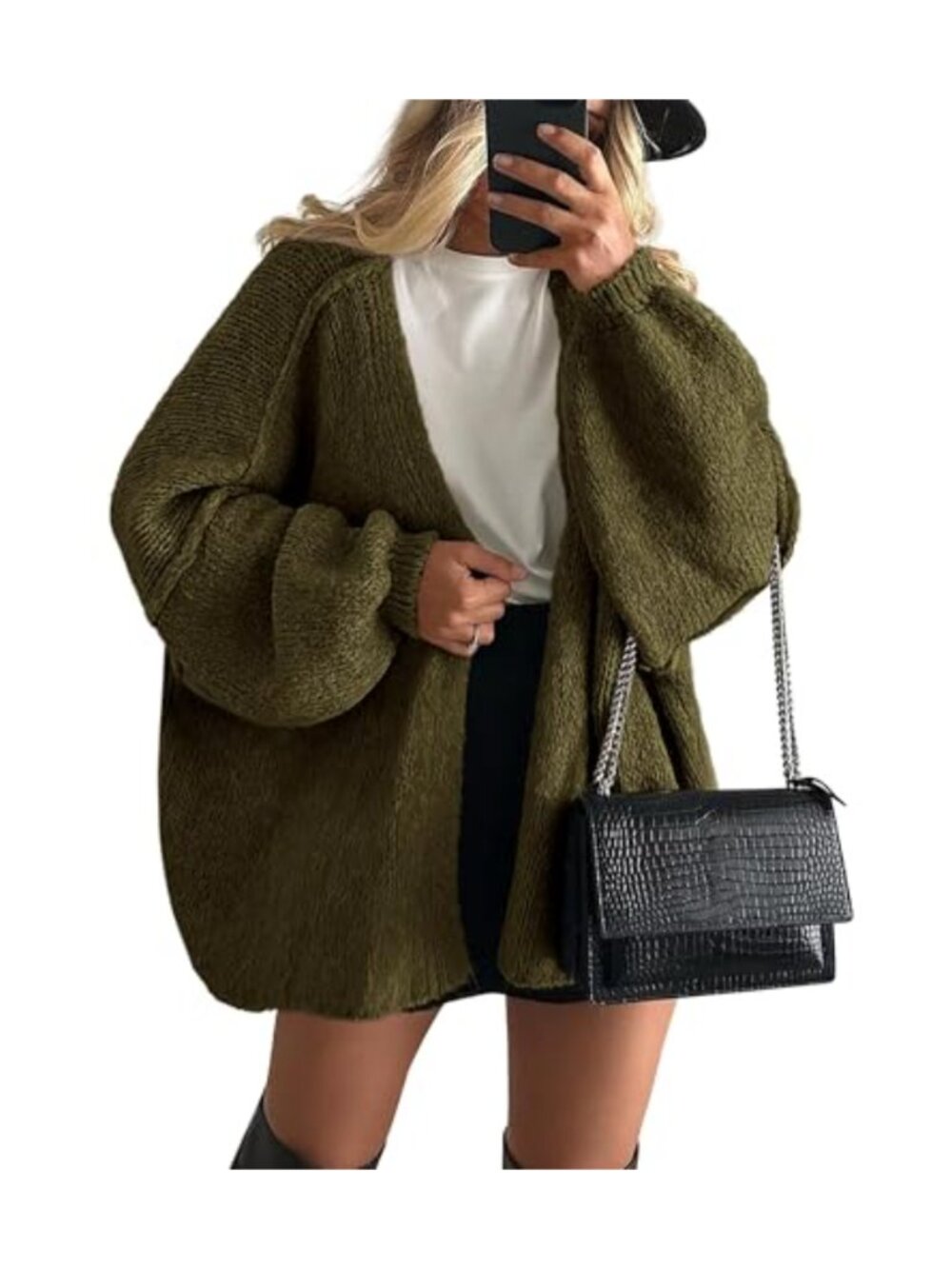 Women's Oversized Open Front Knit Cardigan Sweater Chunky Fall Long Sleeve